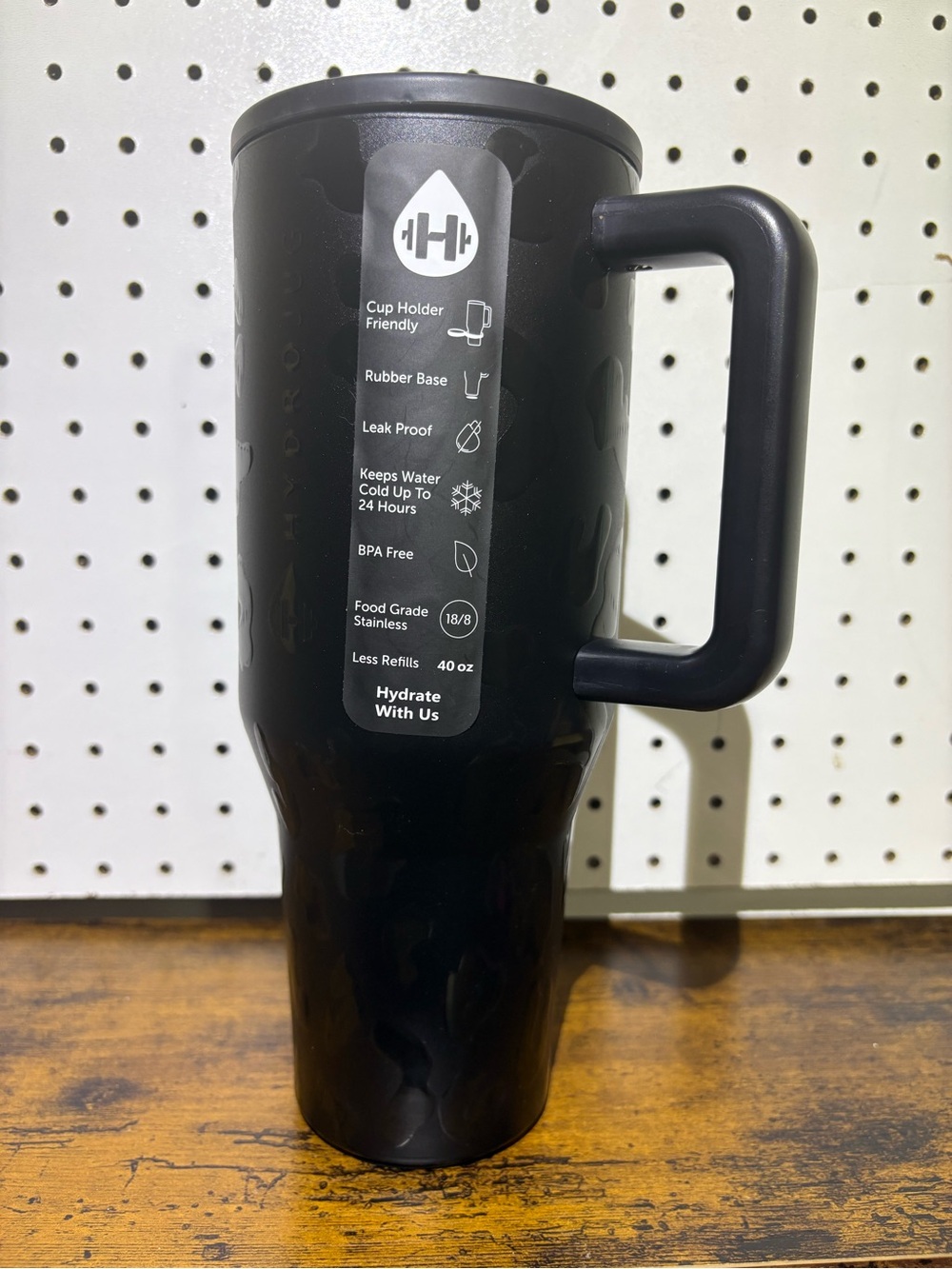 HydroJug Traveler 40 oz tumbler in Black Leopard print